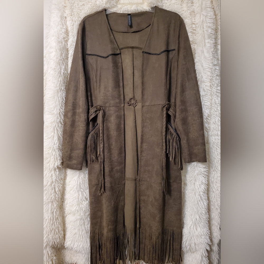 Womens Vocal Western Army Green Duster Jacket sz M